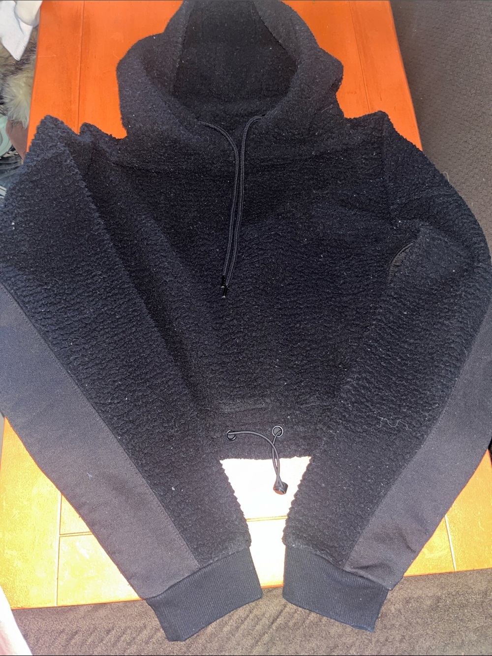 Mono B Black Sherpa Zip-Up Hoodie